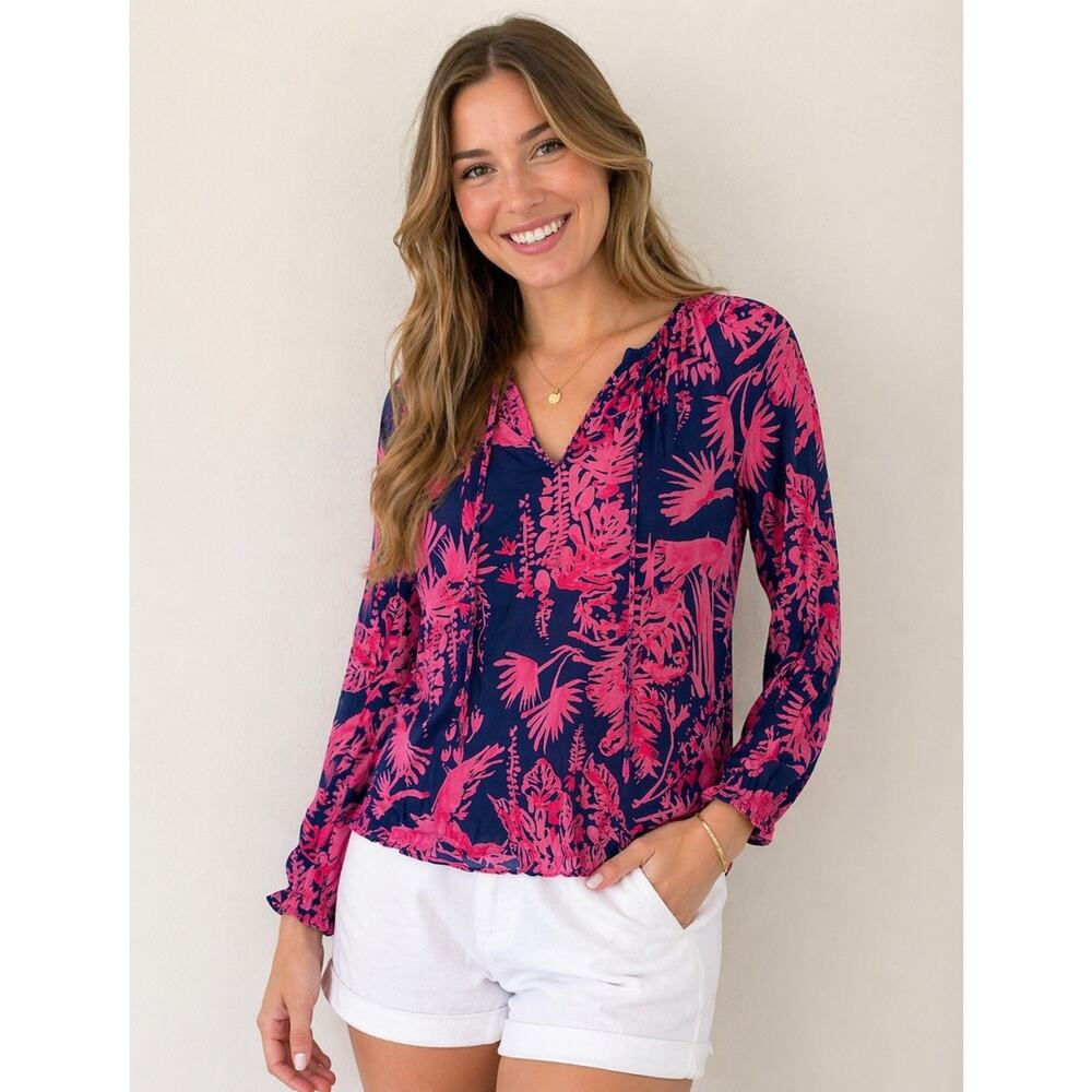 Lilly Pulitzer  Blue and Hot Pink Light Weight Shirt Xxsmall